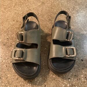 Alohas Harper Green Double Buckle Sandals 37
